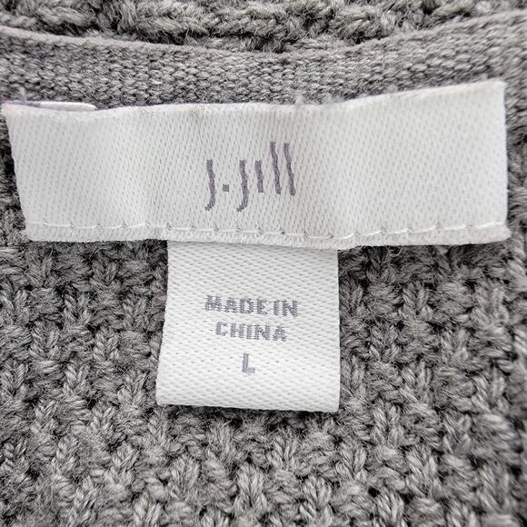 J Jill Fringe Open Cardigan Gray Tie Waist Sz L Western Neutral Cowgirl Office - Picture 6 of 8